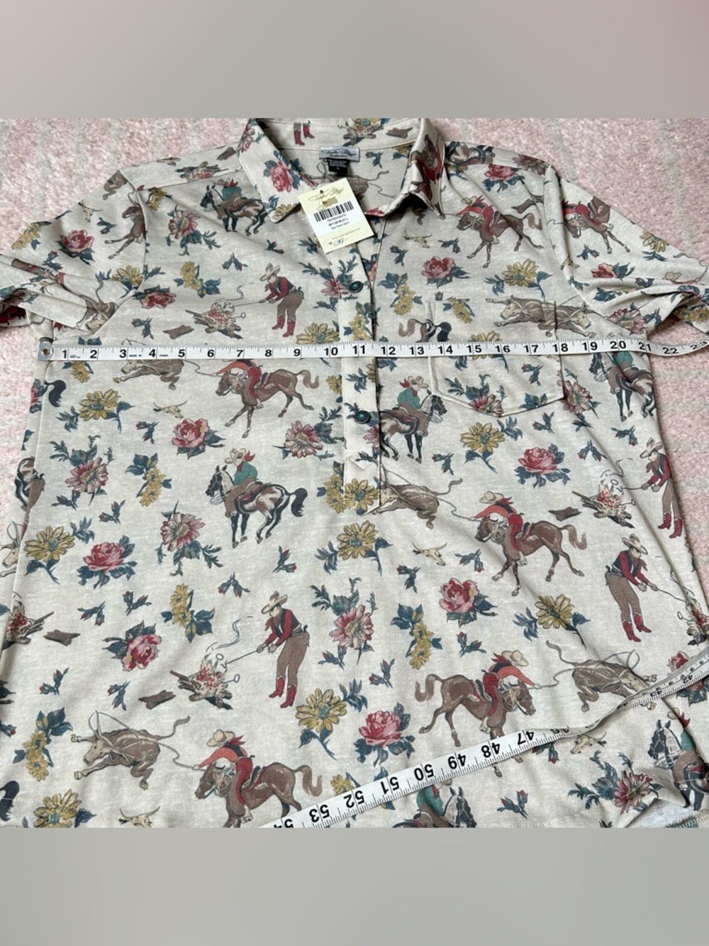 NWT Tasha Polizzi Cowboy & Floral Print Old Town Shirt Size Large Southwest Boho - Picture 5 of 11